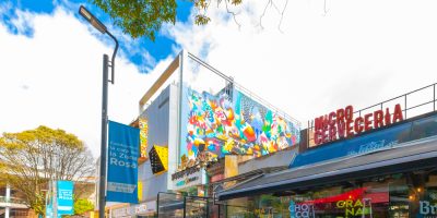 Bogota,  Colombia  July 7 Usaquen district of Bogota that houses modern eco buildings, restaurants, bars and modern brands. Shoot on July 7, 2019