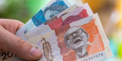 Colombian money, bills of different amounts